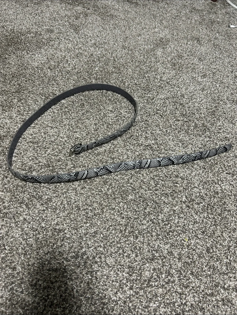 Snake Print Slim Belt in Black and White